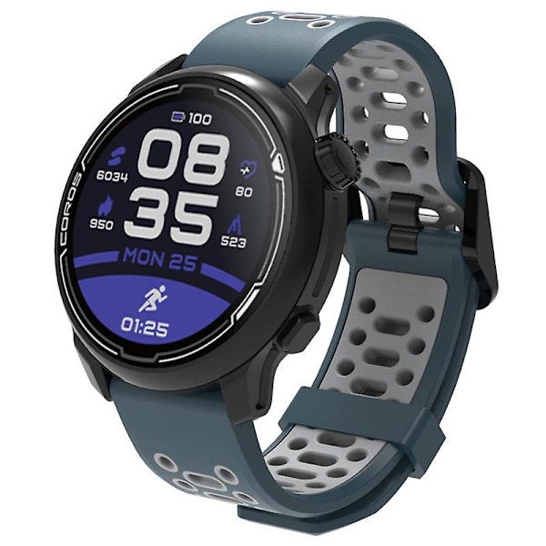 Dubbelfärgat 20 mm silikonarmband för Coros Pace 2/Garmin vivoactive 5/GarminActive 5/Venu Sq 2 Blue Grey
