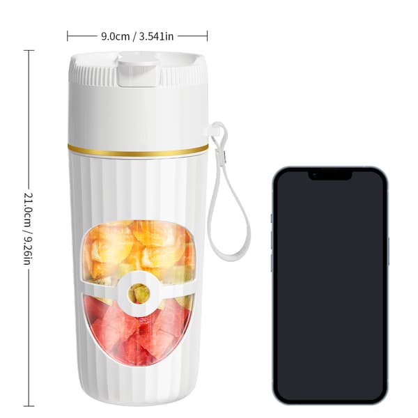 Blender, 8-bladet glashus & USB-C genopladelig til juice, 400ML (grøn)