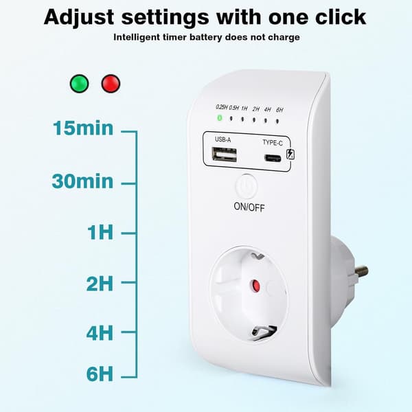 Timerkontakt, nedtelling programmerbar 6 timers tidsinnstilling, AC 230V