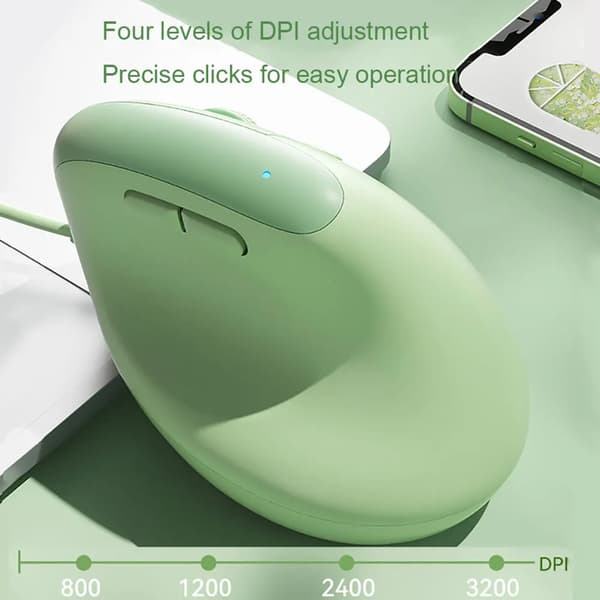 Ergonomisk vertikal mus, USB-gränssnitt 4 justerbara DPI med avtagbart handledsstöd (svart)
