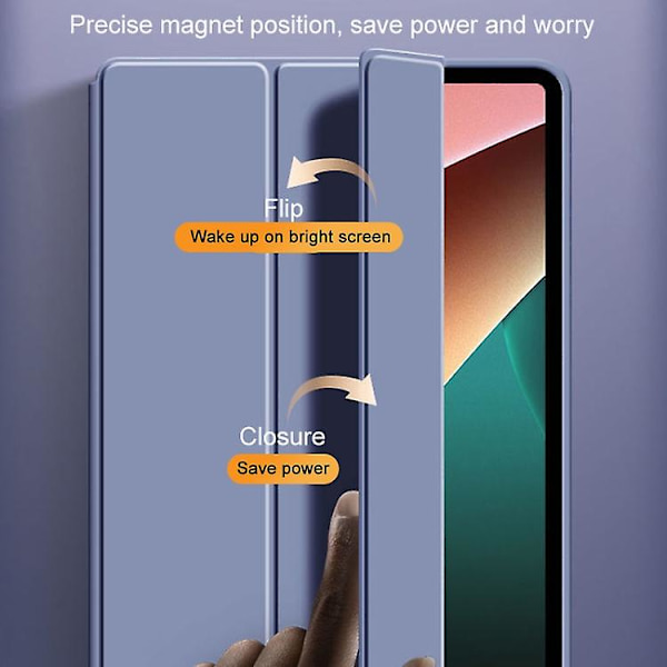 Til Xiaomi Pad 5 / Pad 5 Pro Skin Feel Mat Honeycomb læder tablettaske med tri-fold beslag Lavender Grey