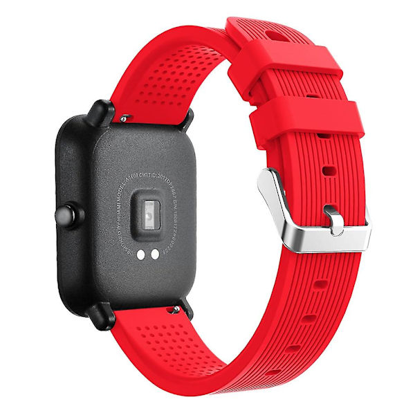 20mm pandeforhoved rynker tekstur blødt urrem udskiftning til Huami Amazfit Watch Youth Edition Red C Huami Amazfit Watch