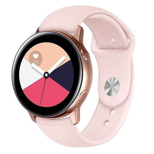 Til Samsung Galaxy Watch Active2 Bluetooth-version 40mm Smart Watch Solid Color Silikonurrem Pink