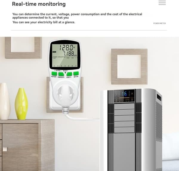 EU Digital LCD Energimåler Wattmeter Wattforbrug El Kwh Strømmonitor (Hvid)
