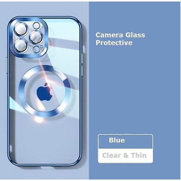 Uusi versio 2.0 Puhdas linssi case kamerasuojalla For iPhone 12 Pro Max Blue