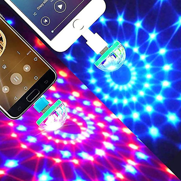 4 stk USB Mini Diskokulelys DJ Kule Festeblink