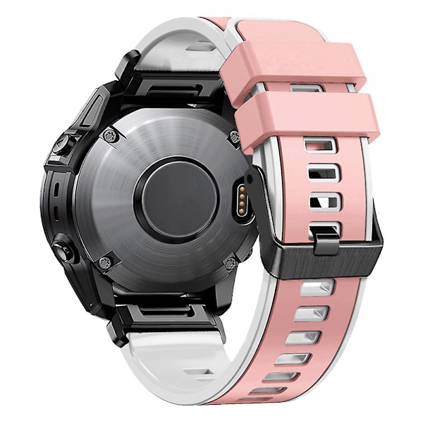 För Garmin Tactix 7 Pro/Tactix Delta ersättningsarmband snabbkoppling tvåfärgad mjuk silikon sportklockarmband Pink    White