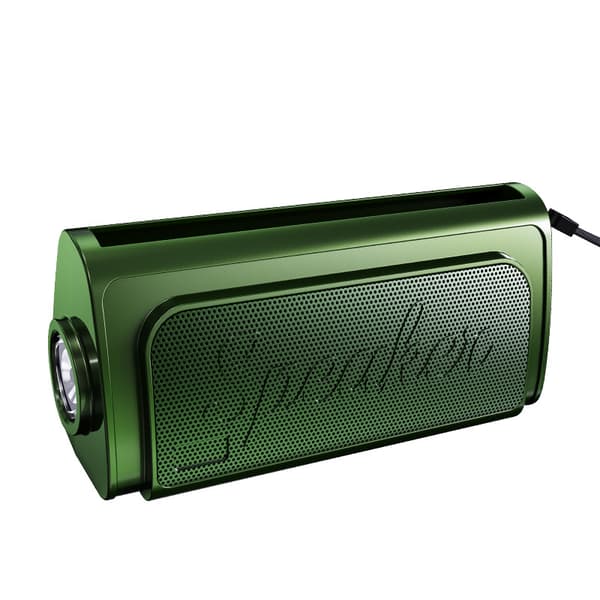 Bluetooth-kaiutin aurinkoenergialla ulkokäyttöön, LED-taskulamppu, FM, USB, TF-korttituki (vihreä)