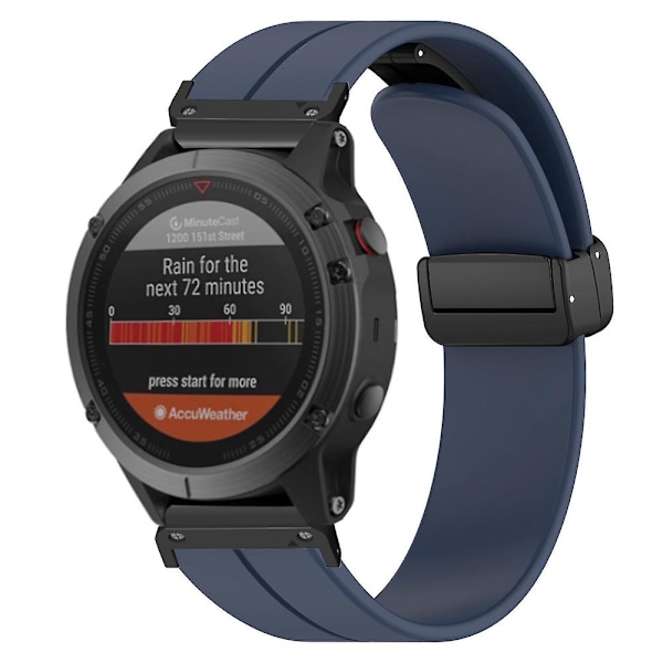 Til Garmin Fenix 7S / 6S / 5S 20mm urrem med magnetisk spænde silikone urrem Midnight Blue