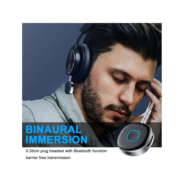 Bærbar 3,5 mm trådløs Bluetooth 5.0 bil Bluetooth-adapter til bilstereo/hjemmestereo/kablet sort