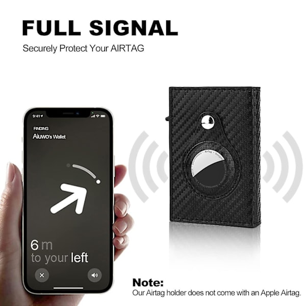 Rfid Nfc Protection Plånbok Korthållare äkta läder, rymmer 5 kort (svart)