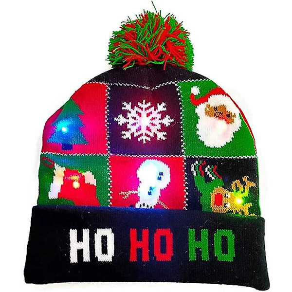Led Julehue,,jule Led Strikket Lys Up Hat Unisex Vinter Beanie Sweater Cap A