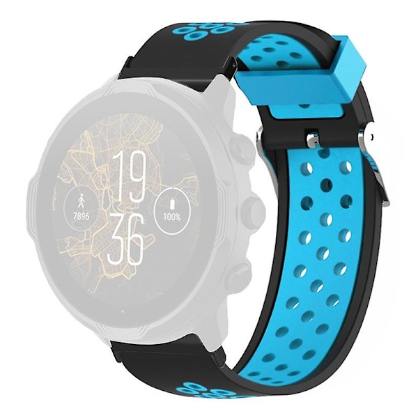 Åndbare huller 24mm silikone erstatningsurrem til Suunto Spartan Sport håndled Hr Baro / Suunto 7 Black Blue