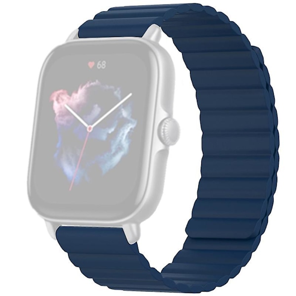 Silikoninen 20 mm:n magneettinen urheiluranneke Huami Amazfit Gts 4/3/2/1/mini -kellolle Midnight Blue