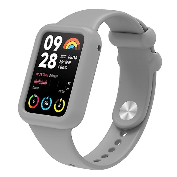 Blød silikoneetui til Xiaomi Smart Band 8 Pro, stødsikkert smartwatch-rammecover Grey