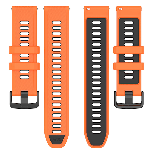 Dubbelfärgat silikonarmband för Garmin Forerunner 265, slitstarkt smartband Orange Black