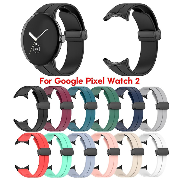 För Pixel Watch 2 Flexibelt silikonarmband Justerbart magnetiskt armband Black