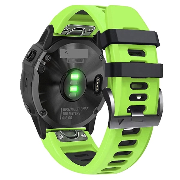 26 mm silikone urrem til Garmin Tactix 7 Pro Lime Black