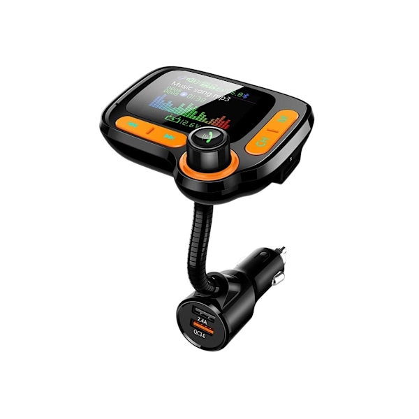 Bluetooth FM-lähetin autoadapteri tukee langatonta handsfree-puhelua ja MP3/äänimusiikin toistoa sovelluksella, 1 värinäyttö