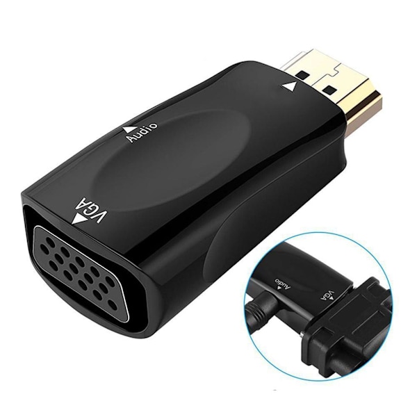 1080P HDMI til VGA Adapter, Videokonverter med Lydoutput