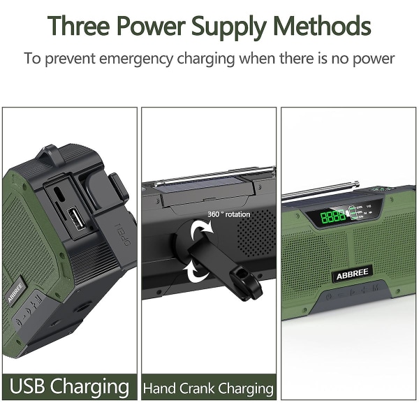 Vihreä Hätäradio 5000mah Aurinkoenergia Käsikampi Kannettava Am/fm/noaa Sos Radio Taskulamolla & Lukulampulla Matkapuhelimen laturi white 2000mah