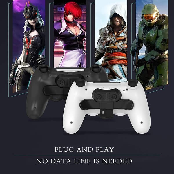 Paddles for PS4-kontroller, bakknappfeste for PS4, kontrollerpaddles for PS4, turbofunksjon/minnefunksjon/plug and play, PS4-kontroller A