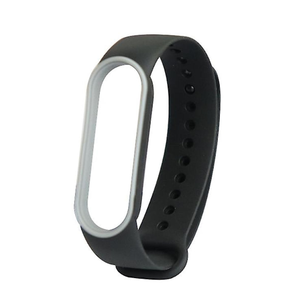 Til Xiaomi Mi Band 5 Tofarvet Tpe-urrem Black Grey