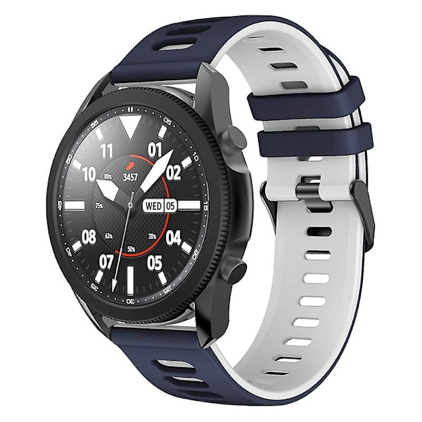 20mm kaksivärinen silikoniranneke Samsung Galaxy Watch6 Classic 47mm 43mm / Garminactive 5 -rannekkeelle Midnight Blue White