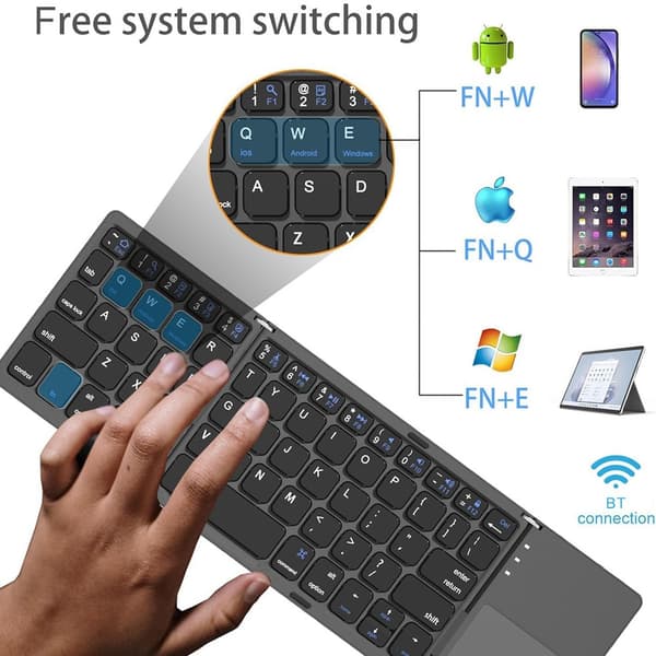 Sammenleggbart tastatur B033, ultratynt Bluetooth trefold