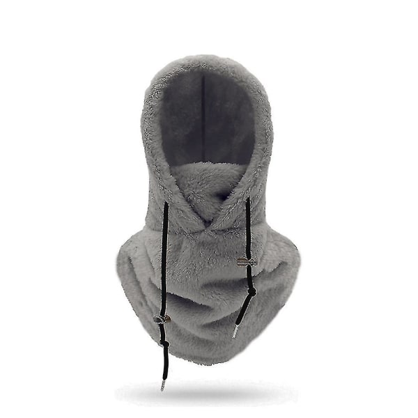 Sherpa Hood Ski Mask Vinter Balaclava Koldt Vejr Vindtæt Justerbar Varm Hætte Cover Hat Cap Tørklæde Grey