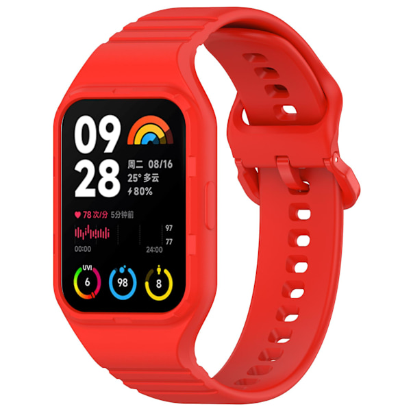 Til Xiaomi Smart Band 8 Pro Let Justerbar Urrem i Fleksibelt Silikone Red