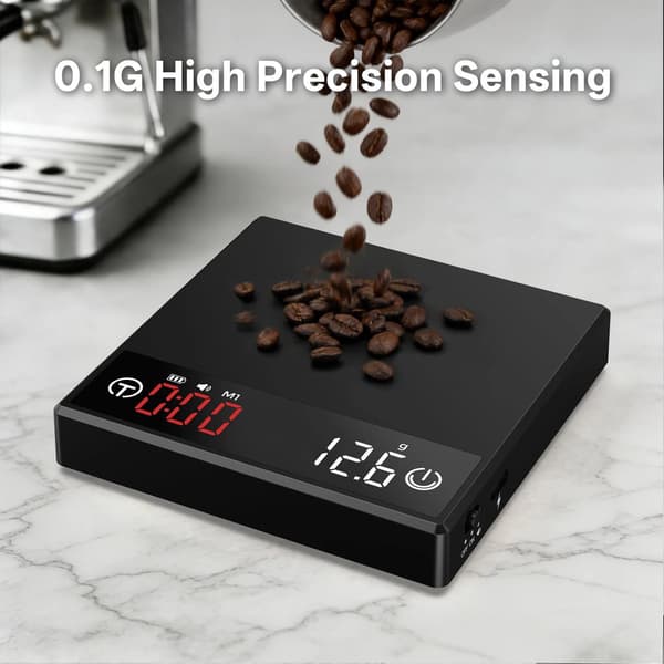 Mini kaffevægt med timer, USB-C genopladelig, 2 kg, 0,1 g Purple 2kg, 0.1g