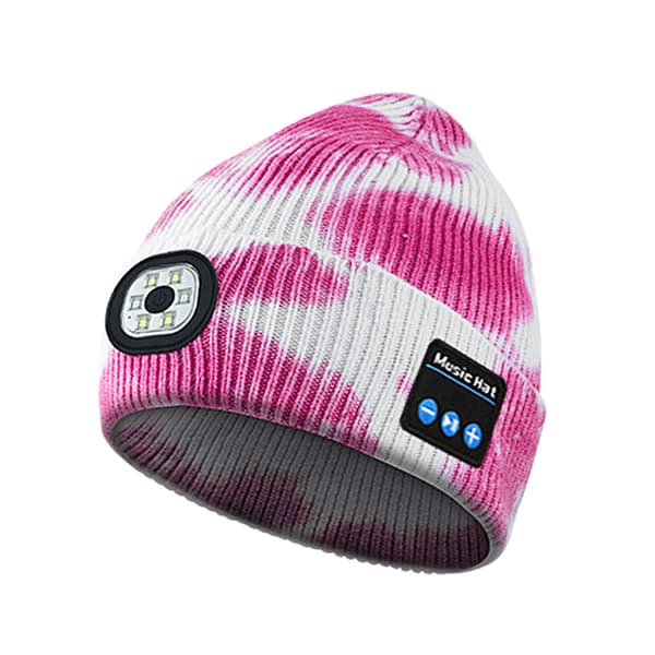 Led Bluetooth Hue Hat, 4 Led Trådløs Musik Løbehue (Pink)