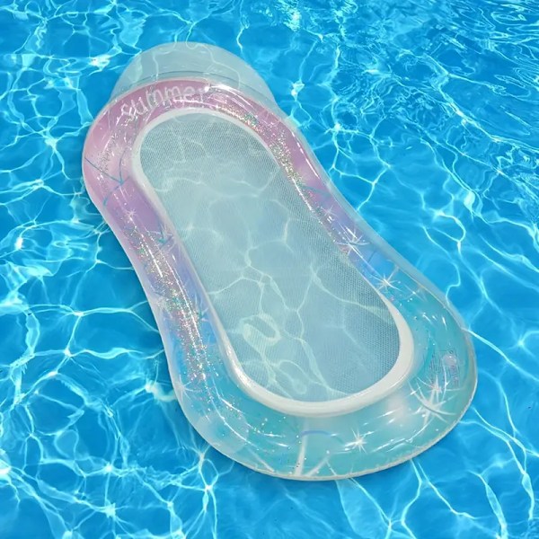 Uppblåsbar Pool Lounger för Vuxna - Stor Solbädd för Stranden (Blå Lila)