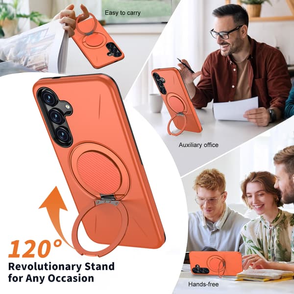 Fodral till Samsung Galaxy S25, roterande stödben Tpu + Pc (Orange)