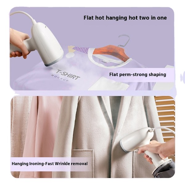 Håndholdt tøjdamper, 260 ml stor kapacitet, fjerner folder (beige)
