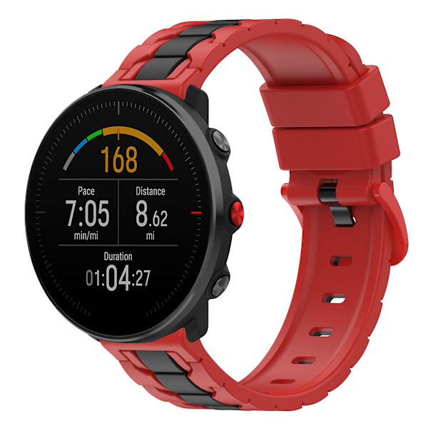 For Polar Ignite/Ignite 2/Unite 20mm Kædeformet Design Silikone Rem Dobbelt Farve Udskiftning Urrem Red Black