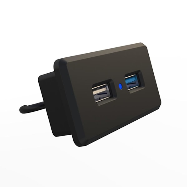 2-ports USB-laddare uttag 2A 9V laddare adapter inbyggd skrivbord gömma montering QC3.0 HUB för laddningsadapter