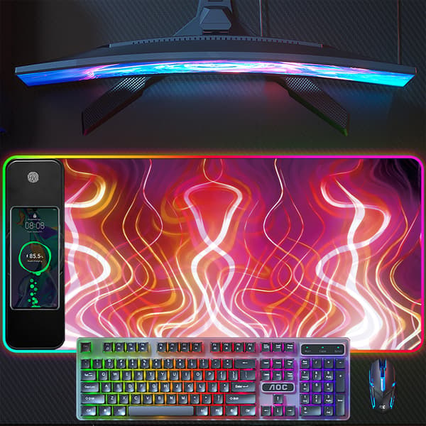 Musematte - Rgb 4 Lysmoduser, 15W Trådløs Lading (Rød, 300*800Mm)