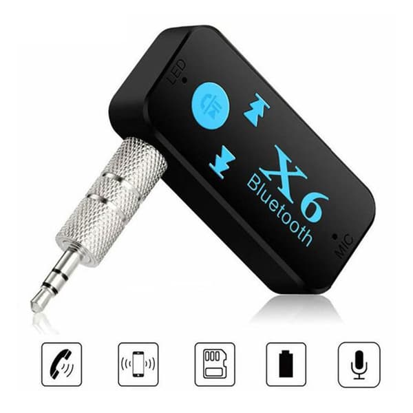 Bluetooth-mottaker X6 Bluetooth-musikkmottaker 3,5 mm Aux-adapter bilsett 3 i 1