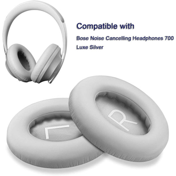 Udskiftningspuder til ørepuder, der er kompatible med Bose Noise Cancelling 700 (NC700) hovedtelefoner-grå