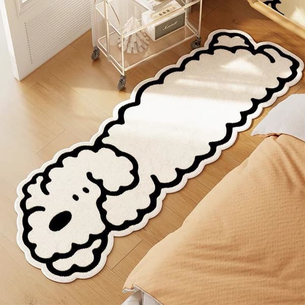 Tæpper til soveværelset, vaskbare, uregelmæssigt formede, 40*120 cm (Bichon Frize 2)