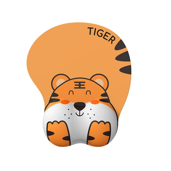 Musmatta - 3D Rolig Med Handledsstöd, Halkfri Gelbas (Tiger)