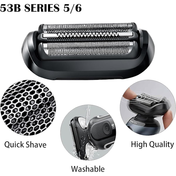 53b Sähköparranajokoneen vaihtopää Braun Series 5 ja Series 6, 53b Electric Foil & Cutter Vaihda terä märkä ja kuiva 2Pcs