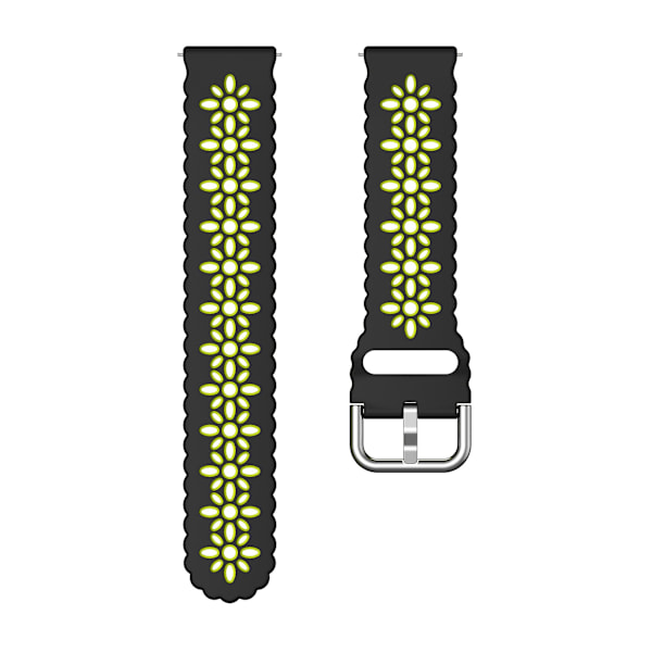Silikonarmband 20 mm med blommigt hål och tvåfärgad design för Garmin Vivomove 3s / Samsung Gear Sport / Huawei Watch Gt 2 42 mm Black  Fluorescent Green