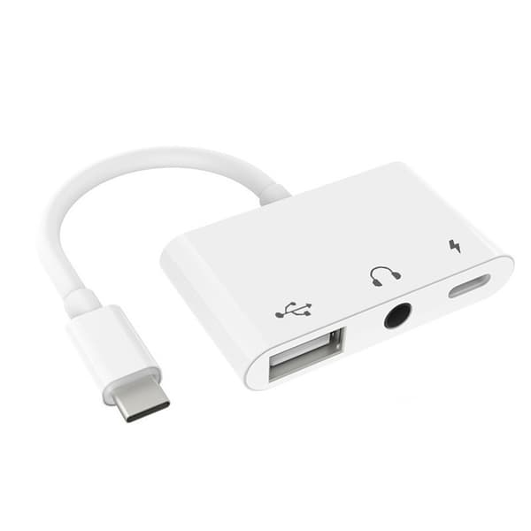 Adaptrar 3-i-1 USB C till 3,5 mm ljud OTG-adapter