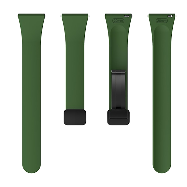 Silikonebånd til Samsung Galaxy Watch6 / Watch6 Classic / Watch 5 Pro / Watch4 Classic, Magnetisk foldelukkespænde 20mm rem Army Green