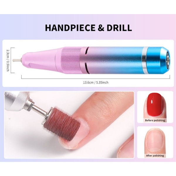 Professionell nagelfil 40000 varv/min, portabel elektrisk nagelfil för salong och hemmabruk, färg