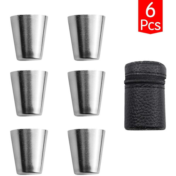 7 st set i rostfritt stål, bartenderkopp, snapsglas bärbart vinglas