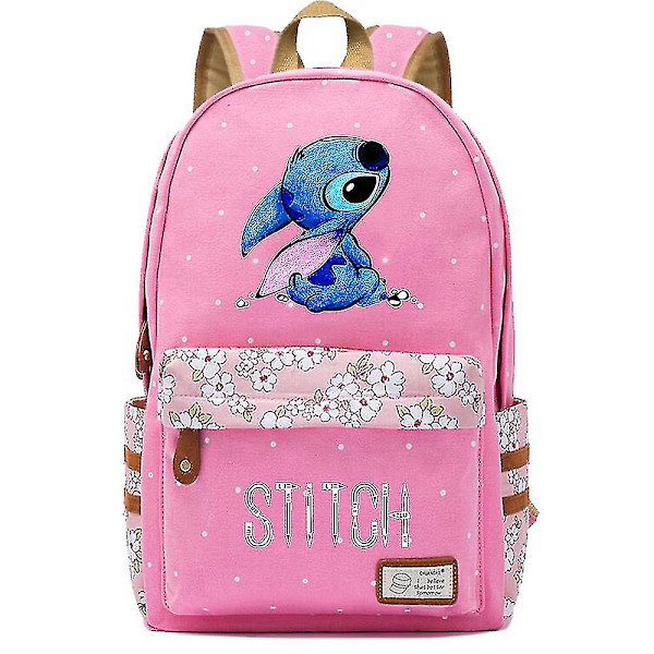 Ny Kawaii Stitch Gutt Jente Barn Skolebok Vesker Dame Bagpack Tenåringer Skolesekker Lerret Reise Laptop Ryggsekk Pink 3
